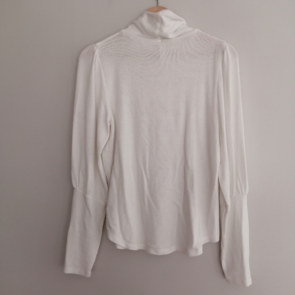 By Anthropologie Puff Sleeve Turtleneck Long Sleeve Sweater in Ivory Small - Picture 4 of 16